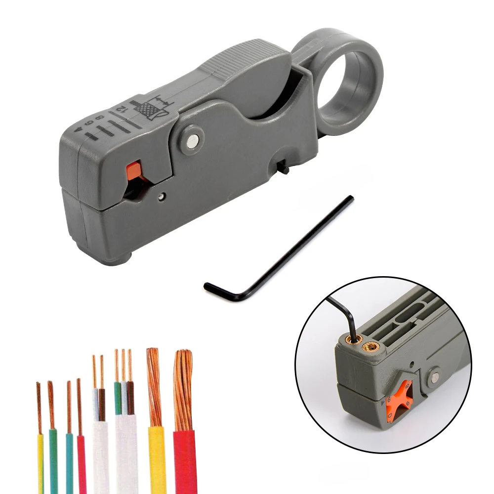 Automatic Wire Stripper Cutter - เครื่องมือปอกสายไฟแบบหมุน คีมปอกสายไฟปรับได้ สำหรับสายไฟขนาด 4-12 มม. เครื่องมือปอกสายไฟอเนกประสงค์
