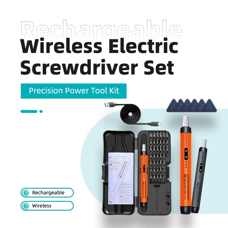 Electric Screwdriver Rechargeable Usb - ชุดไขควงไฟฟ้า CRV ชุดเครื่องมือไฟฟ้าความแม่นยำสูง แบบชาร์จไฟได้ ไร้สาย ขนาดเล็ก