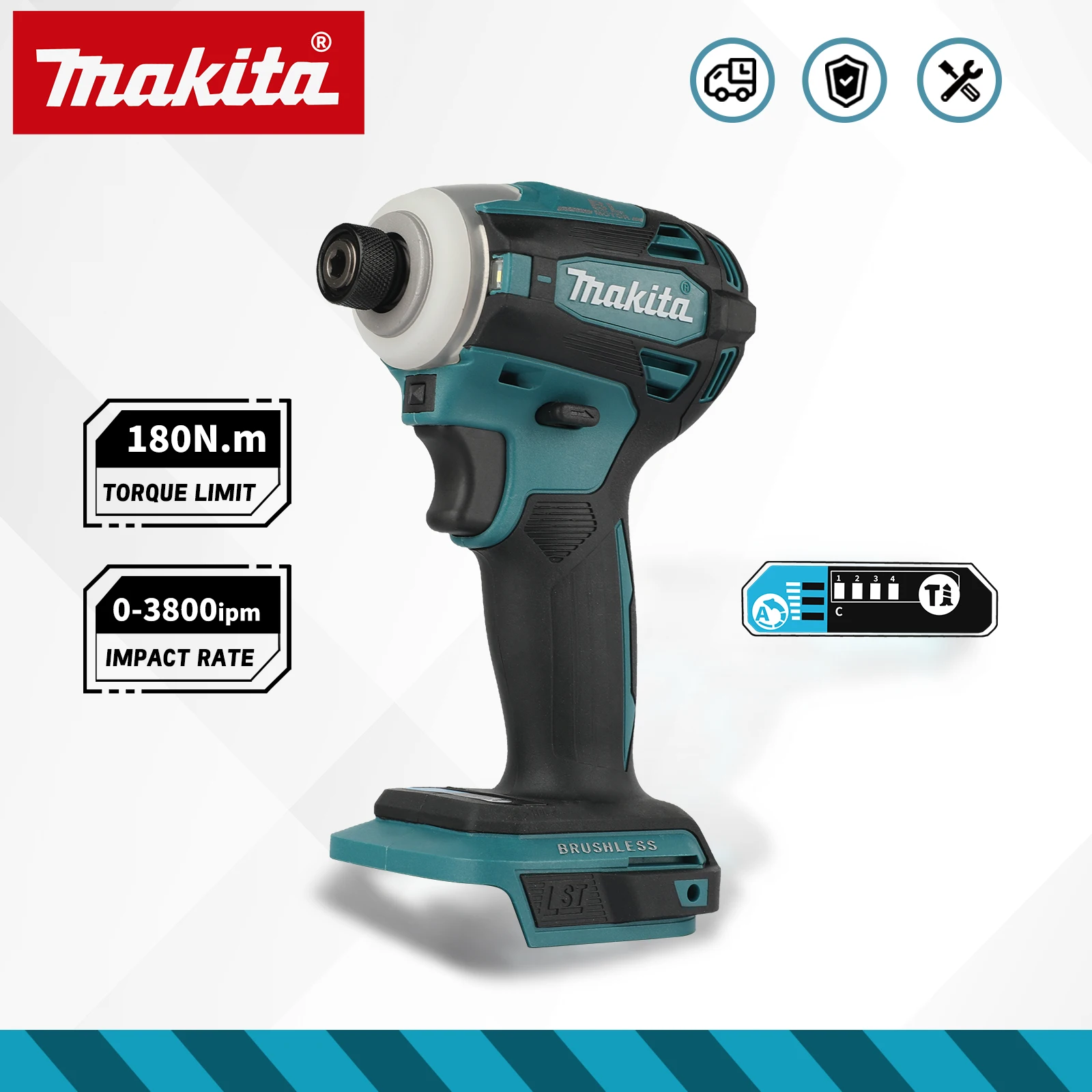 Brushless Cordless Electric Drill 18V - สว่านกระแทกไฟฟ้าแบบไร้แปรงถ่าน รุ่น DTD172, ไขควงไฟฟ้าสำหรับแบตเตอรี่ Makita 18V