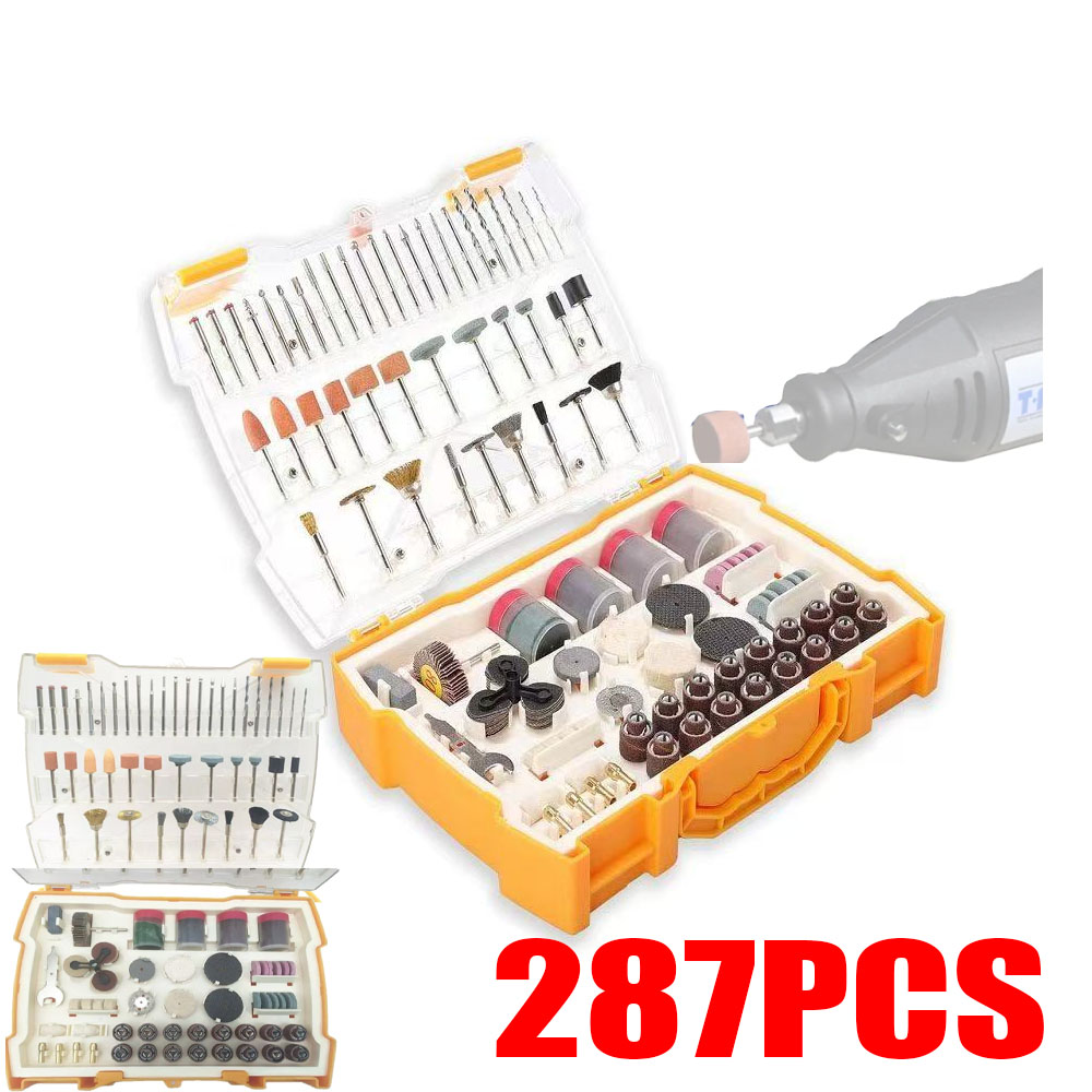 Cordless Rotary Tool Kit Accessories - ชุดอุปกรณ์เสริมเครื่องมือโรตารี่แบบใหม่ 287 ชิ้น ชุดดอกสว่านไฟฟ้าขนาดเล็ก สำหรับขัด ขัดเงา