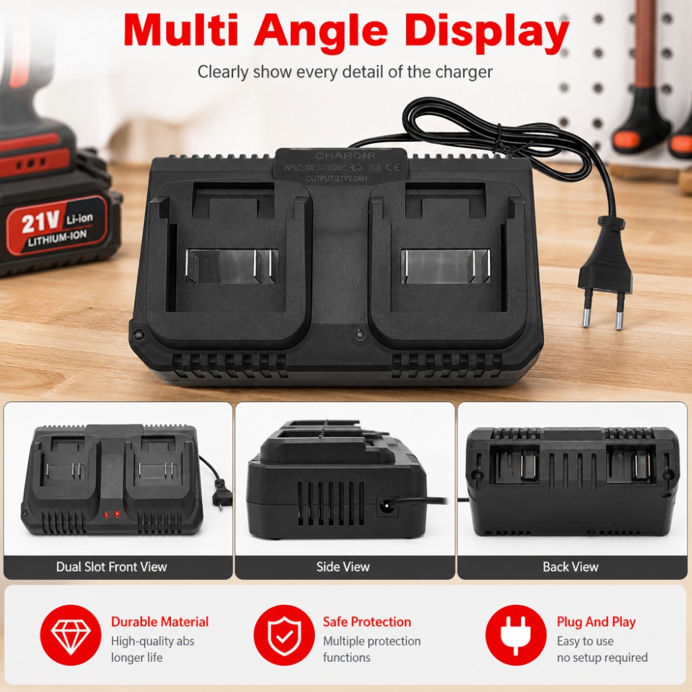 เครื่องชาร์จแบตเตอรี่ลิเธียมไอ - Brushless Cordless Electric Drill 18V บทวิจารณ์และราคา