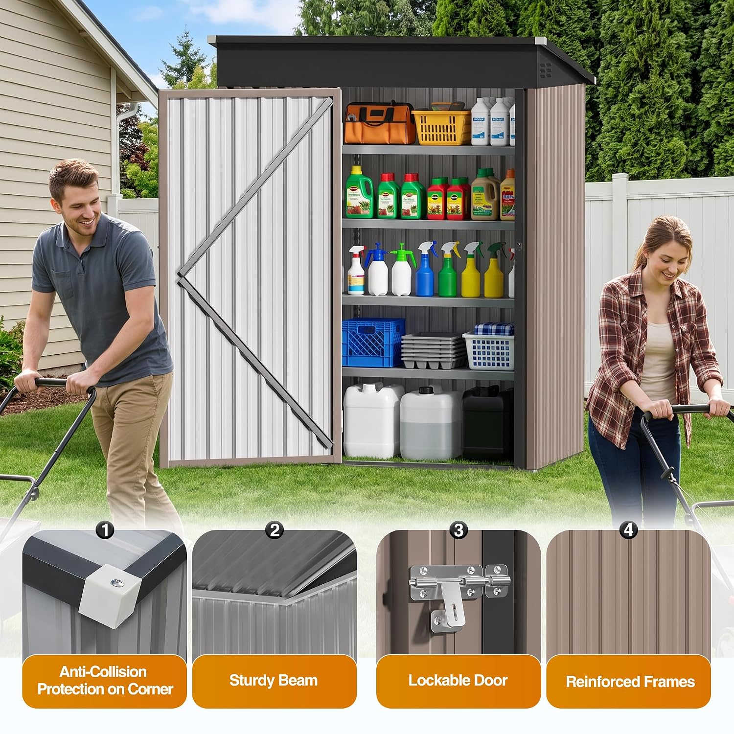 โรงเก็บของโลหะขนาด 5x3 ฟุต พร้ - Garden Tools บทวิจารณ์และราคา