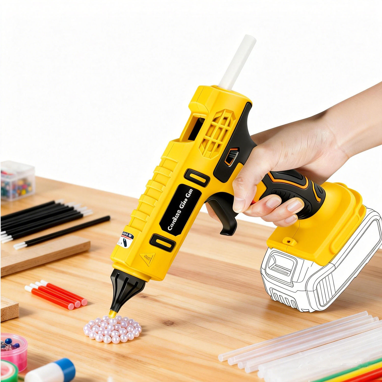 ปืนกาวร้อนไร้สาย 100W สำหรับแบ - Hot Melt Glue Gun Cordless บทวิจารณ์และราคา