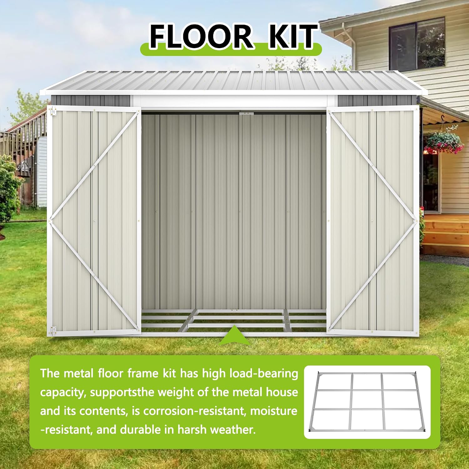 โรงเก็บของกลางแจ้งโลหะแบบพิงผน - Garden Tools บทวิจารณ์และราคา
