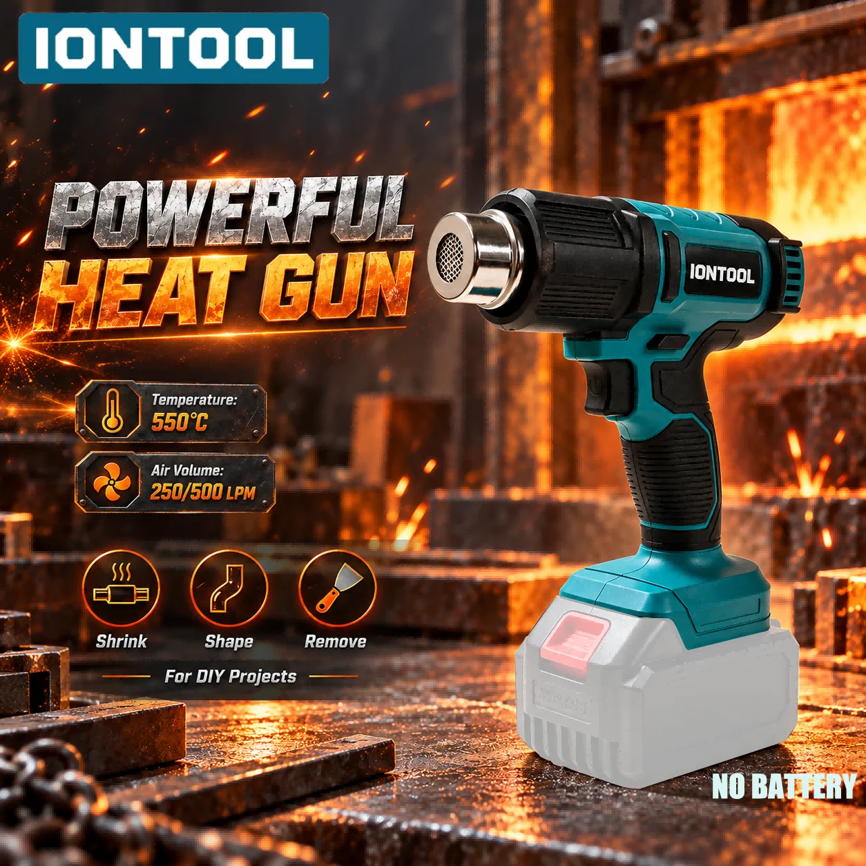 ไอออนทูล ปืนลมร้อนไร้สาย 550 ℃ - Cordless Heat Gun For Shrink Tubing บทวิจารณ์และราคา